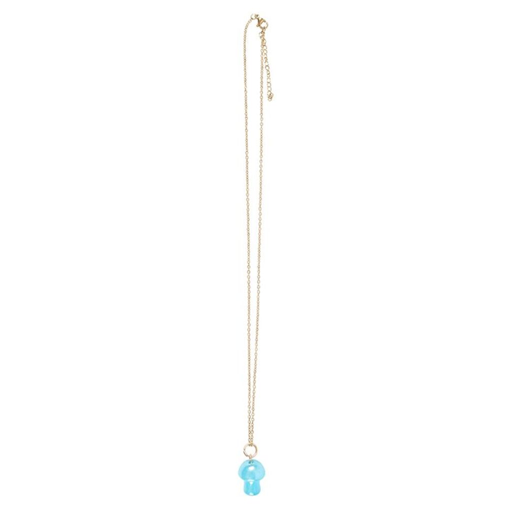 Blue Aura Crystal Mushroom Necklace Greeting Card